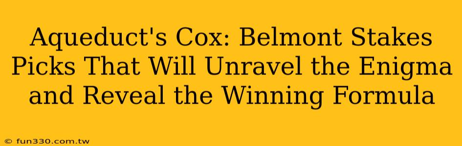 Aqueduct's Cox: Belmont Stakes Picks That Will Unravel the Enigma and Reveal the Winning Formula