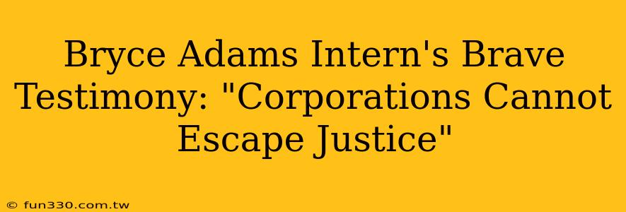 Bryce Adams Intern's Brave Testimony: "Corporations Cannot Escape Justice"