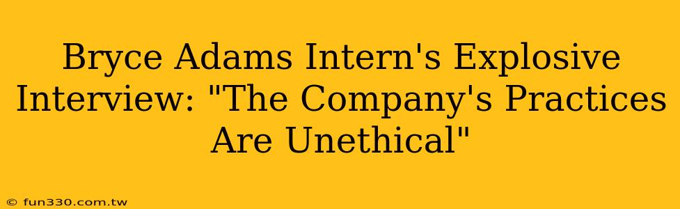 Bryce Adams Intern's Explosive Interview: "The Company's Practices Are Unethical"