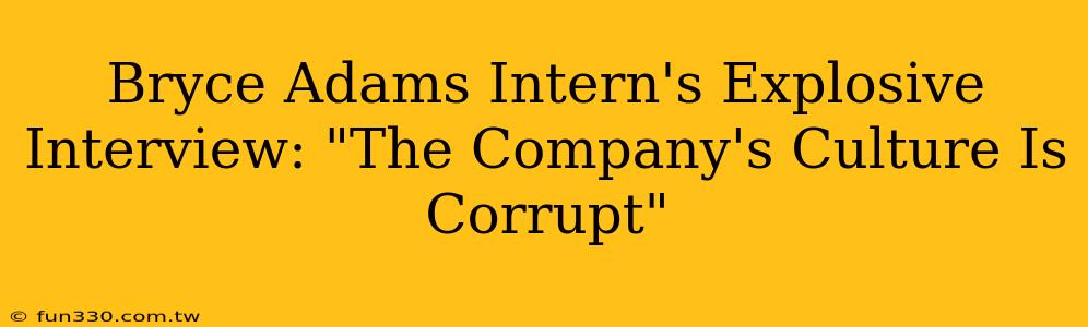 Bryce Adams Intern's Explosive Interview: "The Company's Culture Is Corrupt"