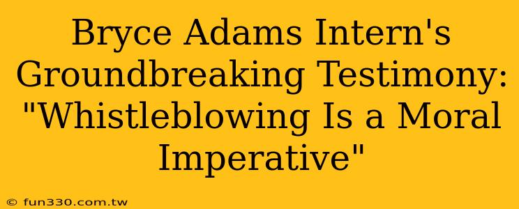 Bryce Adams Intern's Groundbreaking Testimony: "Whistleblowing Is a Moral Imperative"