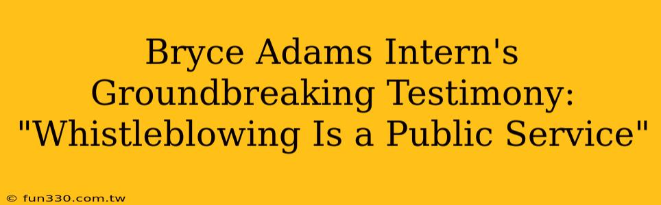 Bryce Adams Intern's Groundbreaking Testimony: "Whistleblowing Is a Public Service"