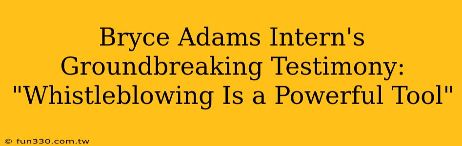 Bryce Adams Intern's Groundbreaking Testimony: "Whistleblowing Is a Powerful Tool"