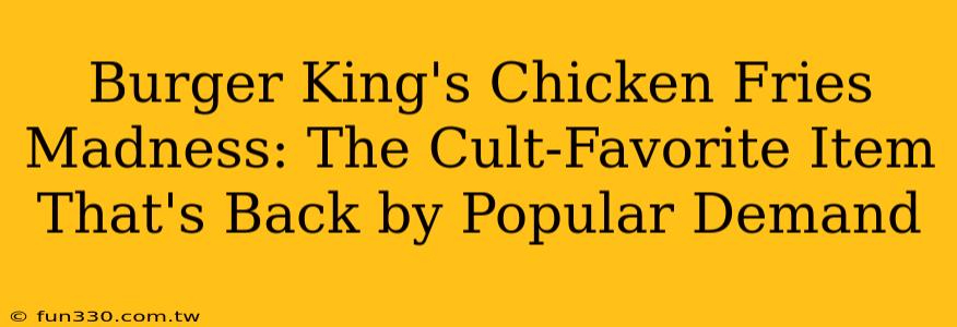 Burger King's Chicken Fries Madness: The Cult-Favorite Item That's Back by Popular Demand