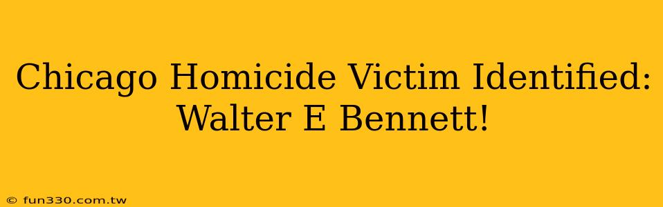 Chicago Homicide Victim Identified: Walter E Bennett!