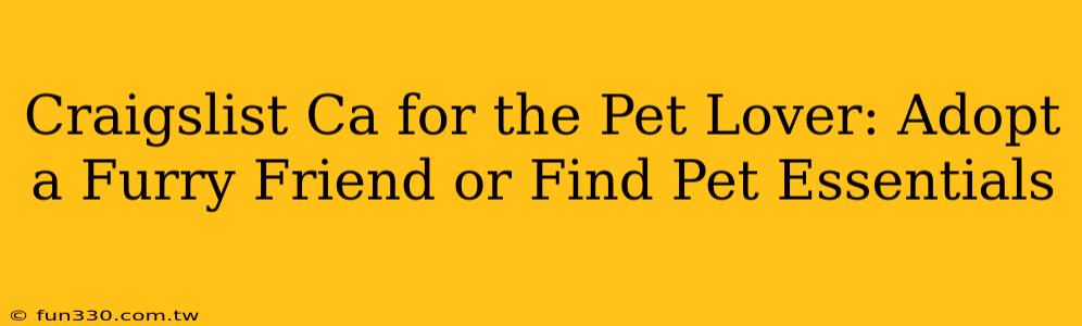 Craigslist Ca for the Pet Lover: Adopt a Furry Friend or Find Pet Essentials