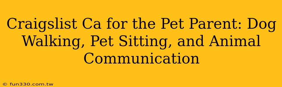 Craigslist Ca for the Pet Parent: Dog Walking, Pet Sitting, and Animal Communication