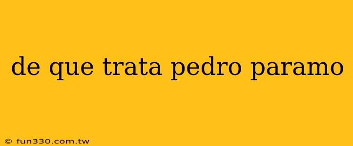 de que trata pedro paramo