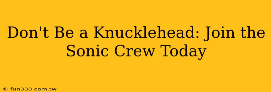 Don't Be a Knucklehead: Join the Sonic Crew Today