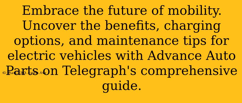 Embrace the future of mobility. Uncover the benefits, charging options, and maintenance tips for electric vehicles with Advance Auto Parts on Telegraph's comprehensive guide.