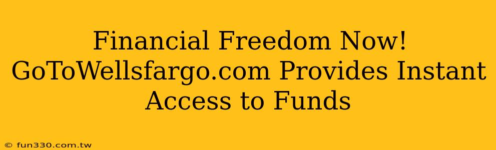 Financial Freedom Now! GoToWellsfargo.com Provides Instant Access to Funds