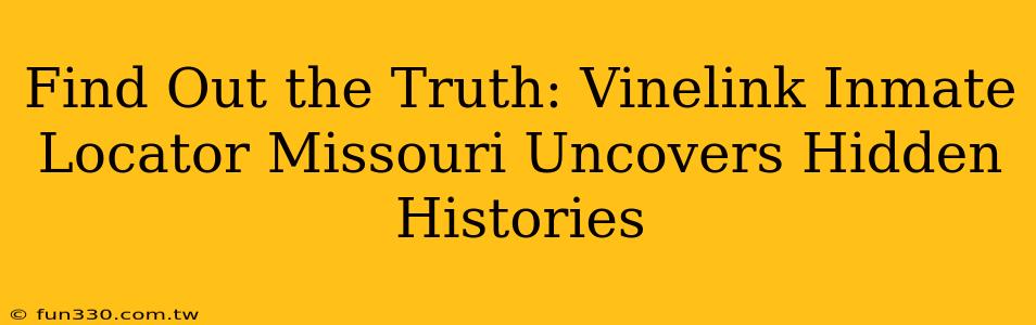 Find Out the Truth: Vinelink Inmate Locator Missouri Uncovers Hidden Histories