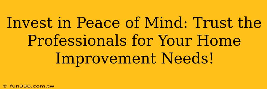 Invest in Peace of Mind: Trust the Professionals for Your Home Improvement Needs!