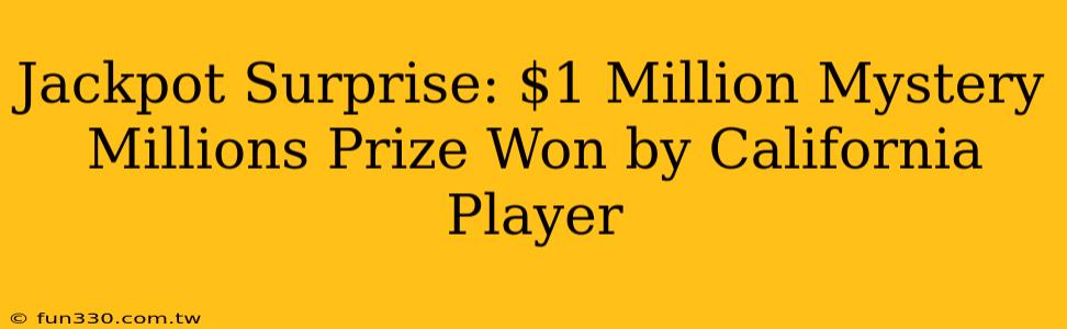 Jackpot Surprise: $1 Million Mystery Millions Prize Won by California Player