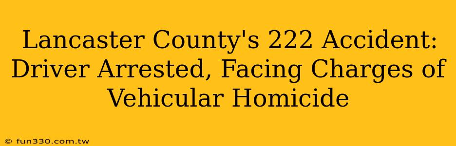 Lancaster County's 222 Accident: Driver Arrested, Facing Charges of Vehicular Homicide