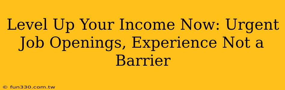 Level Up Your Income Now: Urgent Job Openings, Experience Not a Barrier