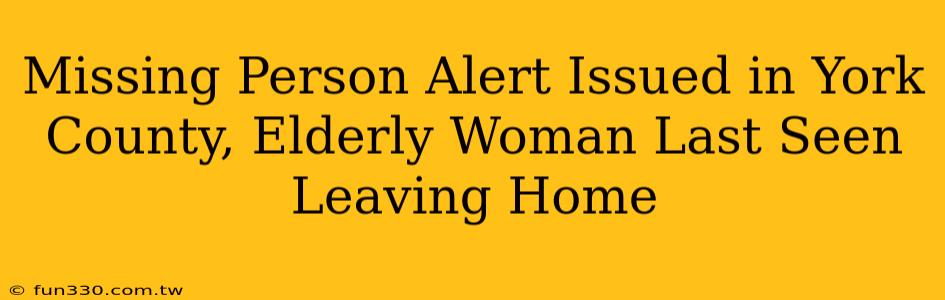 Missing Person Alert Issued in York County, Elderly Woman Last Seen Leaving Home