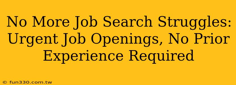 No More Job Search Struggles: Urgent Job Openings, No Prior Experience Required