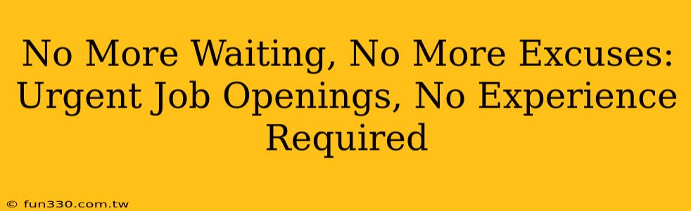 No More Waiting, No More Excuses: Urgent Job Openings, No Experience Required