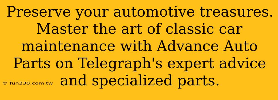 Preserve your automotive treasures. Master the art of classic car maintenance with Advance Auto Parts on Telegraph's expert advice and specialized parts.