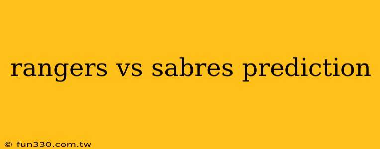 rangers vs sabres prediction