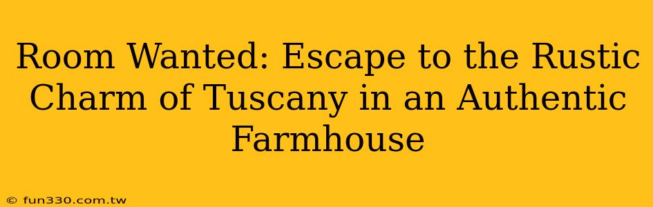 Room Wanted: Escape to the Rustic Charm of Tuscany in an Authentic Farmhouse