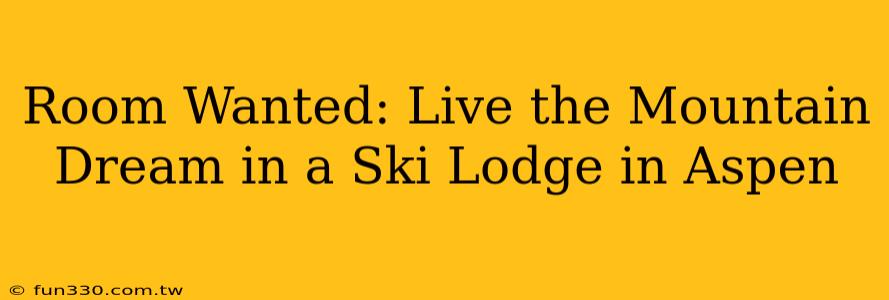 Room Wanted: Live the Mountain Dream in a Ski Lodge in Aspen