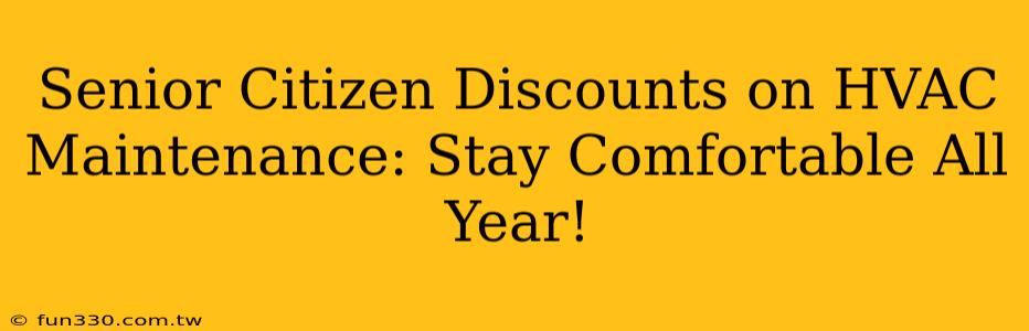 Senior Citizen Discounts on HVAC Maintenance: Stay Comfortable All Year!