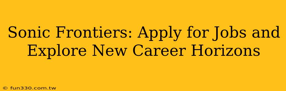 Sonic Frontiers: Apply for Jobs and Explore New Career Horizons