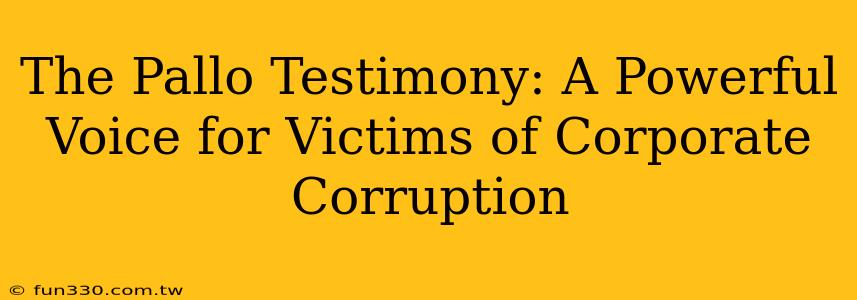 The Pallo Testimony: A Powerful Voice for Victims of Corporate Corruption