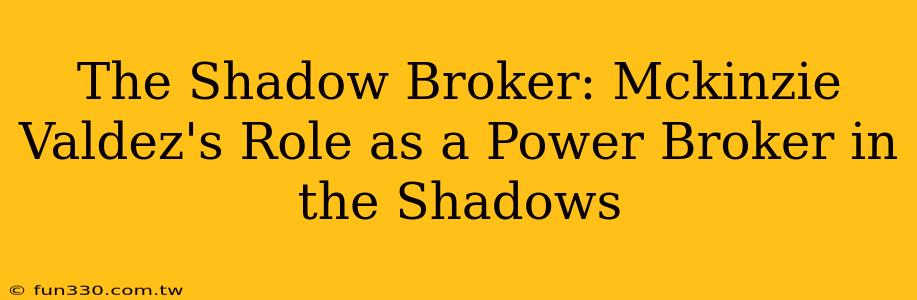 The Shadow Broker: Mckinzie Valdez's Role as a Power Broker in the Shadows