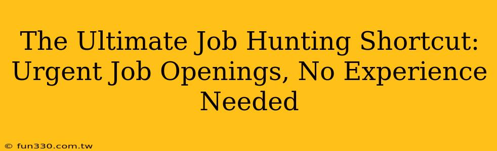 The Ultimate Job Hunting Shortcut: Urgent Job Openings, No Experience Needed