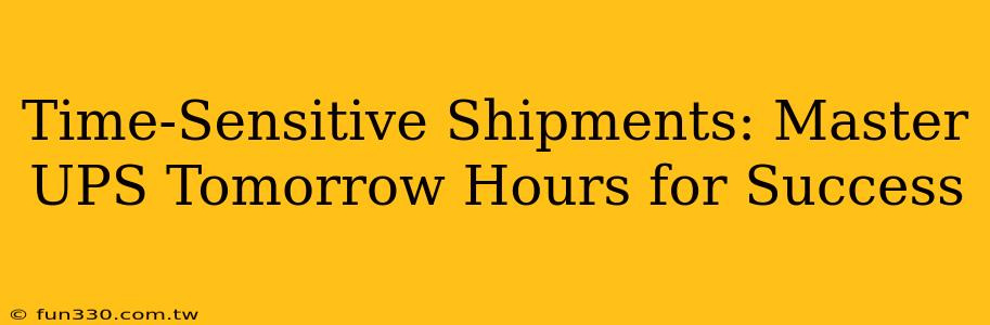 Time-Sensitive Shipments: Master UPS Tomorrow Hours for Success