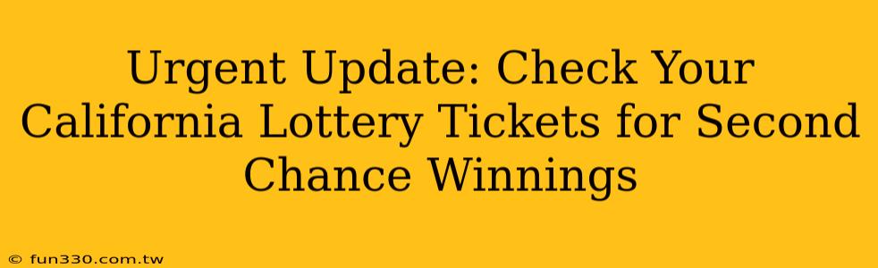 Urgent Update: Check Your California Lottery Tickets for Second Chance Winnings