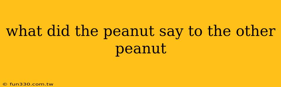 what did the peanut say to the other peanut