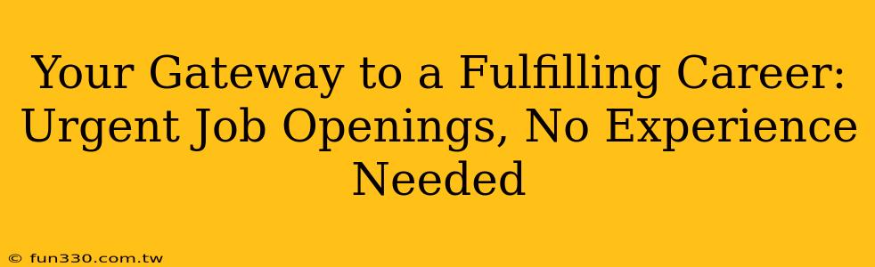 Your Gateway to a Fulfilling Career: Urgent Job Openings, No Experience Needed